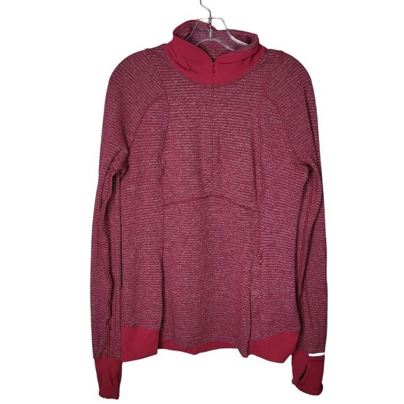Lululemon top shirt women Runderful 1/2 Half Zip Red Bordeux Berry Rumble Sz 10 - Picture 1 of 12
